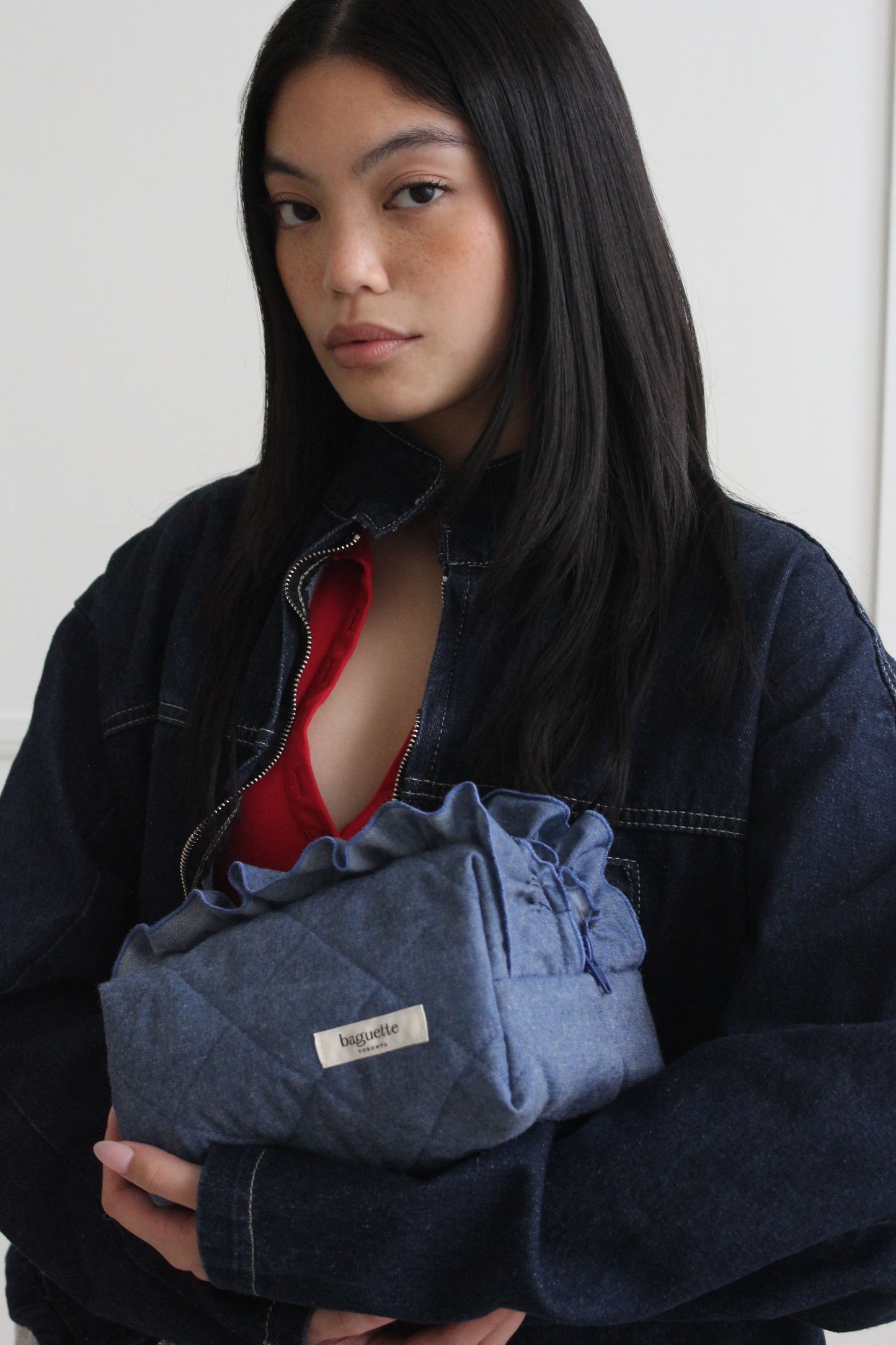 Denim Ruffles Pouch